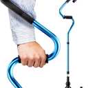Forearm Crutches for Adults, Self-Standing Lightweight Adjustable Walking Cane, Forearm Grip Cane with 2 Bases for Extra Support & Stability, Stabilizes Wrist Walking Sticks for Seniors, Blue