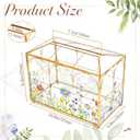 AerWo Glass Wedding Card Box with Lock, Gold Rim Gift Card Box for Wedding with Flower Patterns, Clear Wedding Card Boxes for Reception Memory Money Box for Graduation Baby Shower Birthday Party Decor