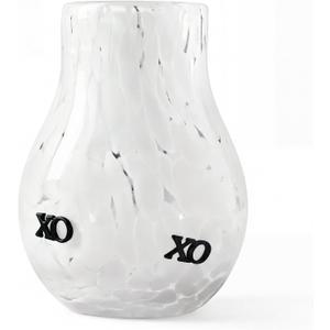 Skylety Valentine's Day Icon Glass Vase Icon Pink & White Flower Vase 5.75'' x 4.25'' Hand Blown Table Centerpiece for Him Her Valentine's Day Wedding Housewarming Gifts Home Decor(Black Xo)