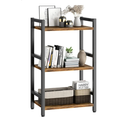 Book Shelf, 3 Tier Bookcase with Steel Frame, Stable Bookshelf Narrow Book Shelves Storage Organizer for Book CD Movie, Open Book Shelves for Living Room, Home Office, Study, Rustic Brown