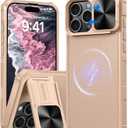 Magnetic for iPhone 16 Pro Case,[Compatible with Magsafe][Slide Camera Cover][Kickstand][Military Grade Protection] Shockproof Rugged Case for iPhone 16 Pro,Rose Gold