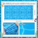Oudain 1 Roll 1200" x 54" Pool Table Cover Summer Pool Party Tablecloth Blue Mosaic Backdrop Plastic Classroom Decor Ocean Tablecover Bulletin Board for Beach Birthday Party Decoration