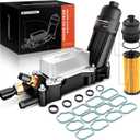 A-Premium Engine Oil Cooler and Oil Filter Housing Compatible with Chrysler Dodge Jeep Model - 200 300 Charger Grand Cherokee Wrangler (For 2014-2017 Models)