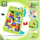 MindPal 40 Pcs Wooden Blocks Puzzles, Jigsaw Puzzles, Wooden Brain Teaser IQ Game Toy, Educational Puzzle, Intelligent Tangram 3D Russian Blocks for 3+ Years Old Kids