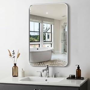 Delma Bathroom Vanity Mirror, Black Framed Bathroom Mirror for Over Sink, High-Definition Bathroom Mirror, Versatile Bathroom Vanity Mirror, Hangs Horizontally or Vertically(30x20, Silver)