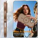 2 x 3 in 1 Magnetic for iPhone 17 Case for Women Girls,1X Screen Protector+1X Camera Lens Protector,Compatible with MagSafe,Translucent Matte,Cute Cat-Ear Wavy Phone Case,6.3",Brown