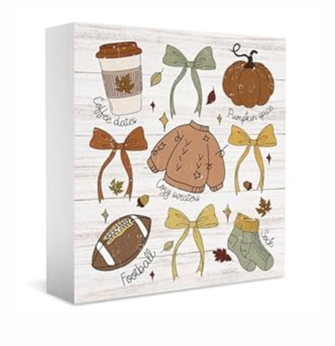 Fall Decorations for Home Farmhouse Fall Pumpkin Decor for Kitchen Autumn Football Thanksgiving Decor Cute Autumn Bow Decorations for Bedroom 5 x 5 inches (Tub 2601)