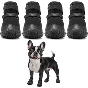 Hcpet Dog Shoes for Small Dogs, Puppy Dog Boots & Paw Protectors for Winter Snowy, Summer Hot Pavement, Outdoor Walking Adjustable Small Dog Shoes, Indoor Hardfloors Anti Slip Dog Booties Black #2 (Width 1.29 inch) for 6.6-11.0 lbs