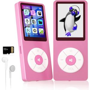 MP3 Player with 32GB TF Card,Built-in HD Speaker,Portable HiFi Music Player with Video/Voice Recorder/FM Radio/Photo Viewer/E-Book Player for Kids
