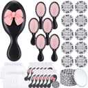 Wonderjune 72 Pcs Wedding Supplies Coquette Party Favor Bow Hair Brush Compact Mirror Organza Bag Inspirational Black Aesthetic Preppy Gift Women Birthday Bridal Baby Shower Wedding Party Decoration