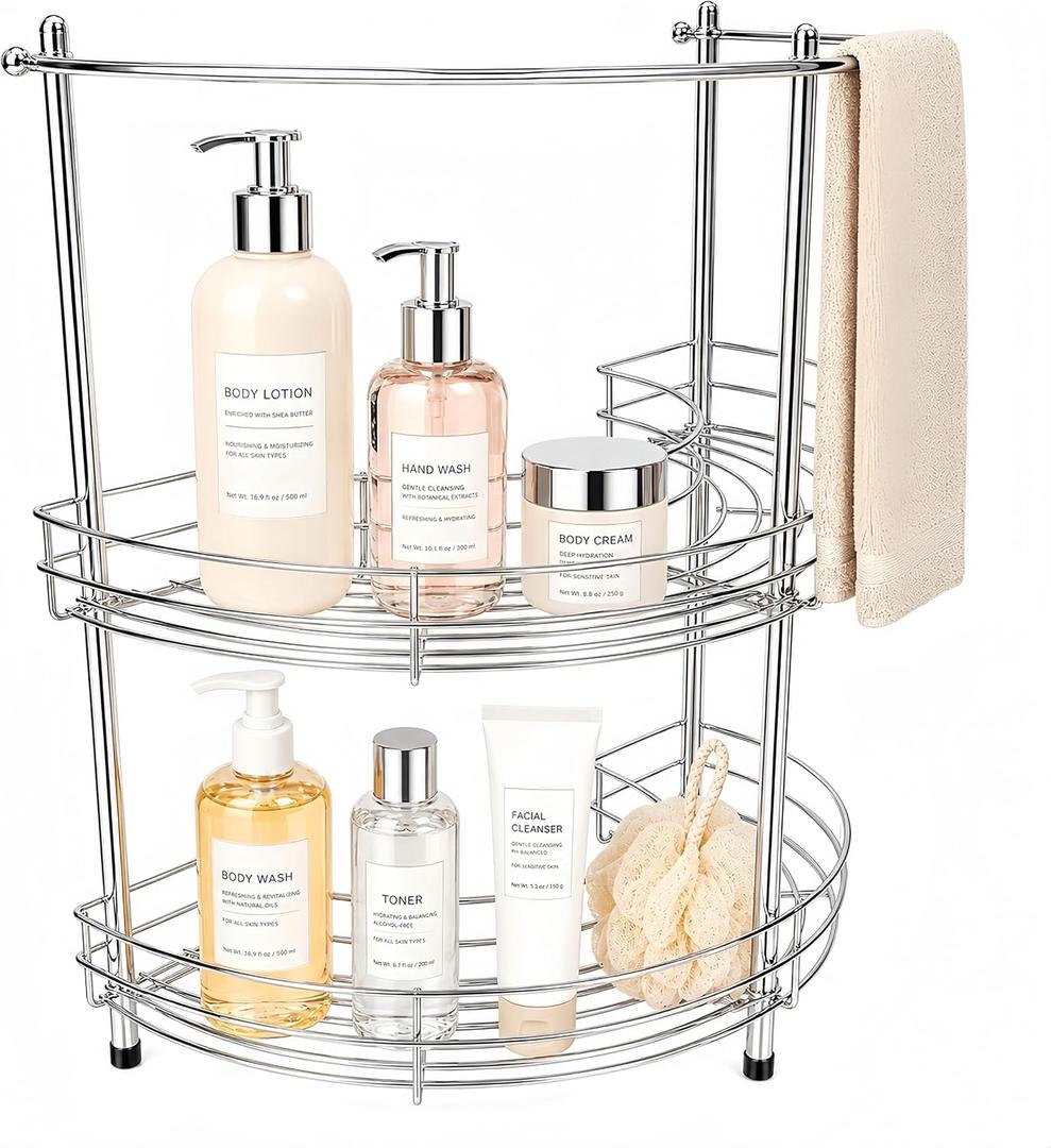 2027 New Pedestal Sink Organizer, 2-Tier Freestanding Stainless Steel Rack, Standard