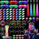 Glow in the Dark Party Supplies for Kids Adults, 128PCS Light Up Party Favors with LED Glasses, LED Hair Clips,Finger Lights, Rings, Glow Sticks, Neon Bracelets Headbands Molds for Halloween Raves