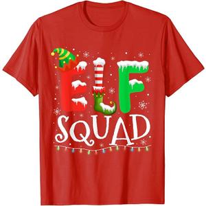 Elf Family Christmas Matching Pajamas Xmas Elf Squad T-Shirt, Medium