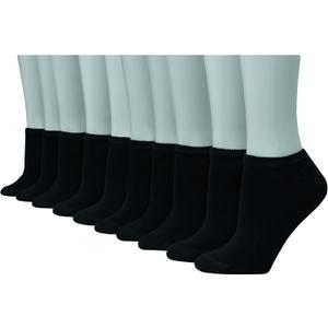 Hanes Women's Cool Comfort No-Show Socks, Moisture-Wicking Socks, 14-Pack (5-9, Black - 10 Pack)