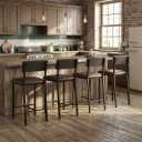 Garvee Bar Stools Set of 4 with Backrest and Footrest, 25 in Counter Height Bar Stools with Thick Cushion, Upholstered Kitchen Barstools for Dining Room, Bar, Retro Brown