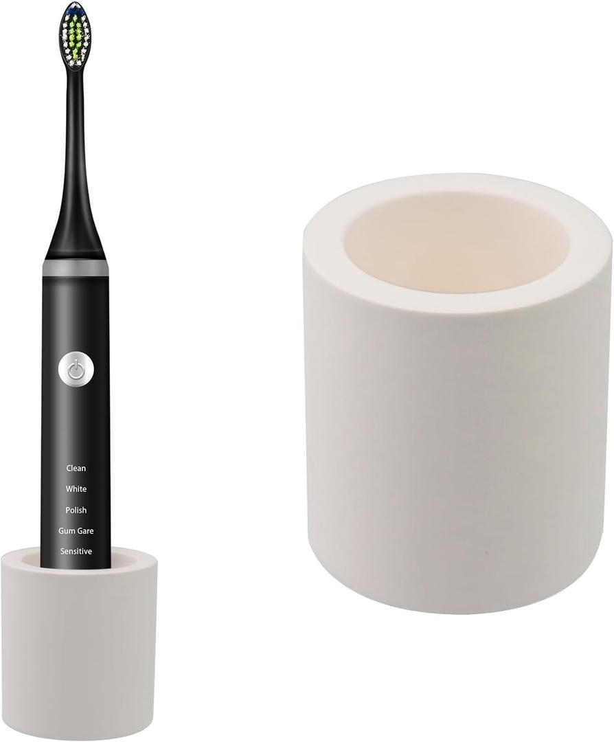 Diatomite Toothbrush Holder for Bathroom Toothpaste Stand Bathroom Accessories Water Absorption Fast Drying Toothbrush Base (White)
