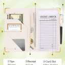 Slohif Server Book for Waitress Cute Serving Books with Zipper Pocket Accessories Leather Server Check Book Restaurant Waiter Server Booklet Organizer Ticket Book Holder Floral Simple