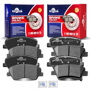 Ceramic Disc Brake Pads Set Front and Rear Replacement for Hyundai Accent 2012-2017, for Kia Rio 2012 2013 2014 2015 2016 2017