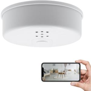WiFi Camera Smoke Detector, HD 1080P Wireless Mini Detector Camera for Home Office Security Surveillance,Nanny Camera with Remote View/Night Vision/Motion Detection No Audio