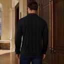 PRIVIMIX Mens Knit Polo Shirts Long Sleeve Fashion Textured Polo Sweater Stretchy Pullover Sweaters for Men Casual Golf Shirt (Black, L)