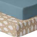 GUNTAIL Baby Crib Sheets for Boys Girls, 2 Pack Fitted Crib Sheet for Standard Crib and Toddler Mattress, Soft Microfiber Baby Sheet 52x28x8in. (Clouds & Dark Green)