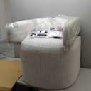 Upholstered Dining Chairs with Casters Modern Barrel Side Armchair with Rollers for Diningroom Bedroom Livingroom Reading Room, Beige, 1PCS