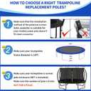 14Ft 8 Pcs Trampoline Curved Poles Replacement with Enclosure Net, Trampoline Curved Pole, Plastic T Connector, Fiberglass Rods, Mounting Hardware, Foam Padding
