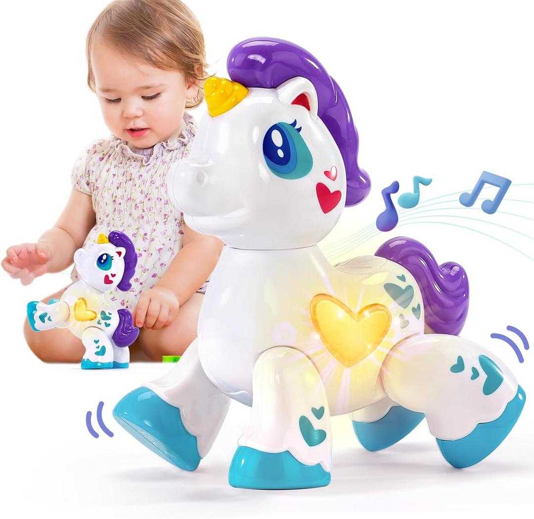 hahaland Toys for 1 Year Old Girl Toddler Girl Toys Unicorn Musical Light up Baby Girls, Interactive Travel One Year Old Baby Girl Birthday Gifts