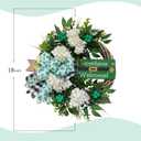 18" St. Patrick's Day Shamrocks Wreath for Front Door Artificial Clover Wreath with Hydrangea Green Leaves Bow Welcome Board for Irish St. Patrick's Day Decoration Home Spring/Summer Decor