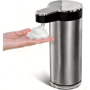 Automatic Soap Dispenser Touchless - 350ml 304 Stainless Steel, 0.25s Fast Activation, IPX5 Waterproof, 5000+ Uses per Charge, 4-Speed Foaming Soap Dispenser, Type-C Charging for Kitchen & Bathroom