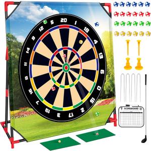 Golf Game Play Set, Golf Chipping Games for Kids with 16 Sticky Golf Balls, 8 Golf Balls, 2 Golf Clubs＆Golf Chipping Target, Indoor Outdoor Lawn Backyard Golf Gifts for Kids