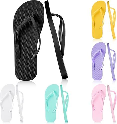6 Pairs Flip Flops for Women Colorful Soft Lightweight Non Slip Shower Flip Flops for Summer Beach Pool Wedding Party ((8.5-9 size))