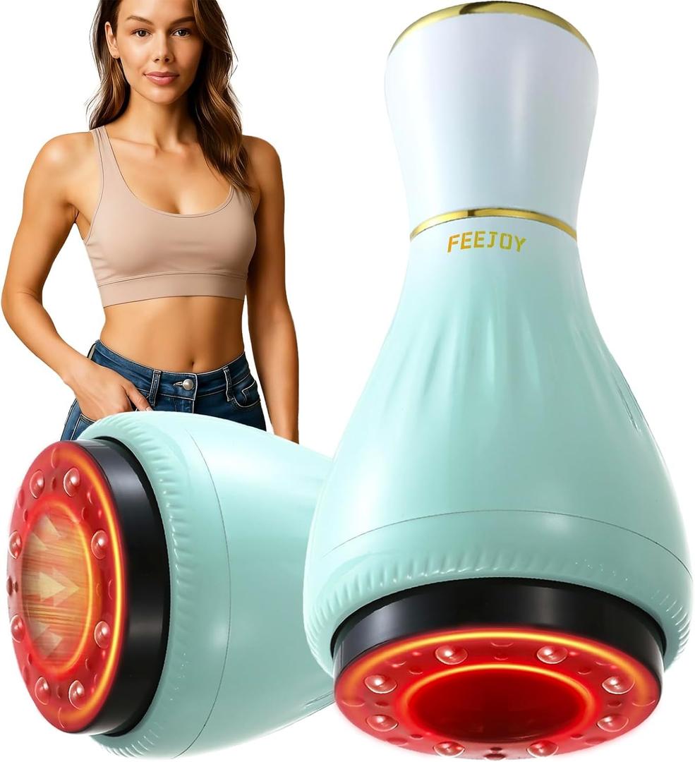 Electric Lymphatic Drainage Massager with Pulse Therapy & Heat – 12-Level Cupping Massage Device for Cellulite Reduction, Body Sculpting, Deep Tissue Pain Relief & Muscle Recovery, Green