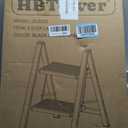 HBTower Step Ladder,Lightweight Aluminum Folding Step Stool with Anti-Slip Wide Pedal,330lbs Capacity Step Ladder for Household,Kitchen,Office - BlackWoodgrain
