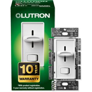 Lutron Skylark LED+ Dimmer Switch for Dimmable LED, Lutron Dimmer Switch For Halogen and Incandescent Bulbs, 150W/Single-Pole or 3-Way, SCL-153P-WH, White