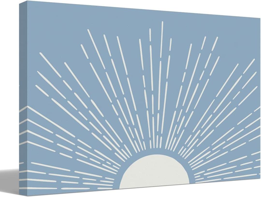 BIWSHA Light Blue Wall Art Decor, Blue Boho Living Room Bedroom Bathroom Kitchen Office Dorm Room Decor, Canvas Wall Art 11x14 Inch