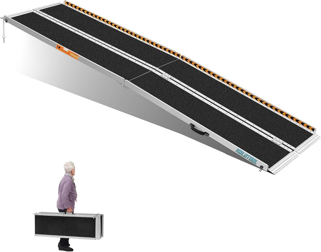 Wheelchair Ramp 10ft, Non-Skid Aluminum Folding Ramps for Wheelchairs for Home Steps, 800 LBS Capacity Handicap Ramp for Doorway, Homes, Threshold, Entry, Stairs 120" Lx 29.2" Wx2H