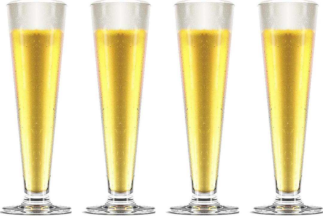 TOPZEA 4 Pack Tall Beer Glass, 13.5oz Bar Cocktail Glasses Old Fashioned Pilsner Craft Beer Mug, Footed Sundae Cup Beverage Glasses for Tropical Drinks, Parfait, Milkshake, Juice, Soda