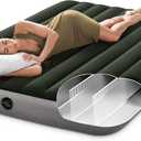 Intex 64779E Dura-Beam Standard Prestige Air Mattress: Fiber-Tech - Queen Size - Hand-Held Battery Pump - 10in Bed Height - 600lb Weight Capacity