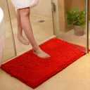 vctops Christmas Red Plush Chenille Bath Rugs 16"x24" Extra Soft and Absorbent Microfiber Shag Rug, Non-Slip Runner Carpet for Tub Bathroom Shower Mat (Red,16"x24")