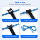 2 x 60PCS 8 Inch Reusable Cable Ties Black, Adjustable Cable Straps, Cable Tie Management, Cable Tidy for Desktop Charging Cables, Home and Office