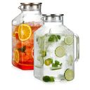 2 Pack 1 Gallon thickened Square Glass Pitcher with Lid, Classic Stripes Water Pitchers for Fridge, Borosilicate Glass Carafe for Hot/Cold Brew Drink, Extra Large Jug with Handle for Iced Tea, Coffee