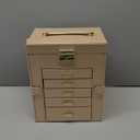 Jewelry Storage Box Jewelry Box Functional Faux Leather Jewelry Organizer Display Storage Case Gift for Girls or Women Large Capacity Storage Box Jewelry Display Stand (Color : Brown) (Beige)