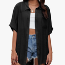 Century Star Womens Button Down Shirt Vacation Outfits Short Sleeve Shirt Dress Oversize Collared Swimsuit Coverup Blouses, One Size