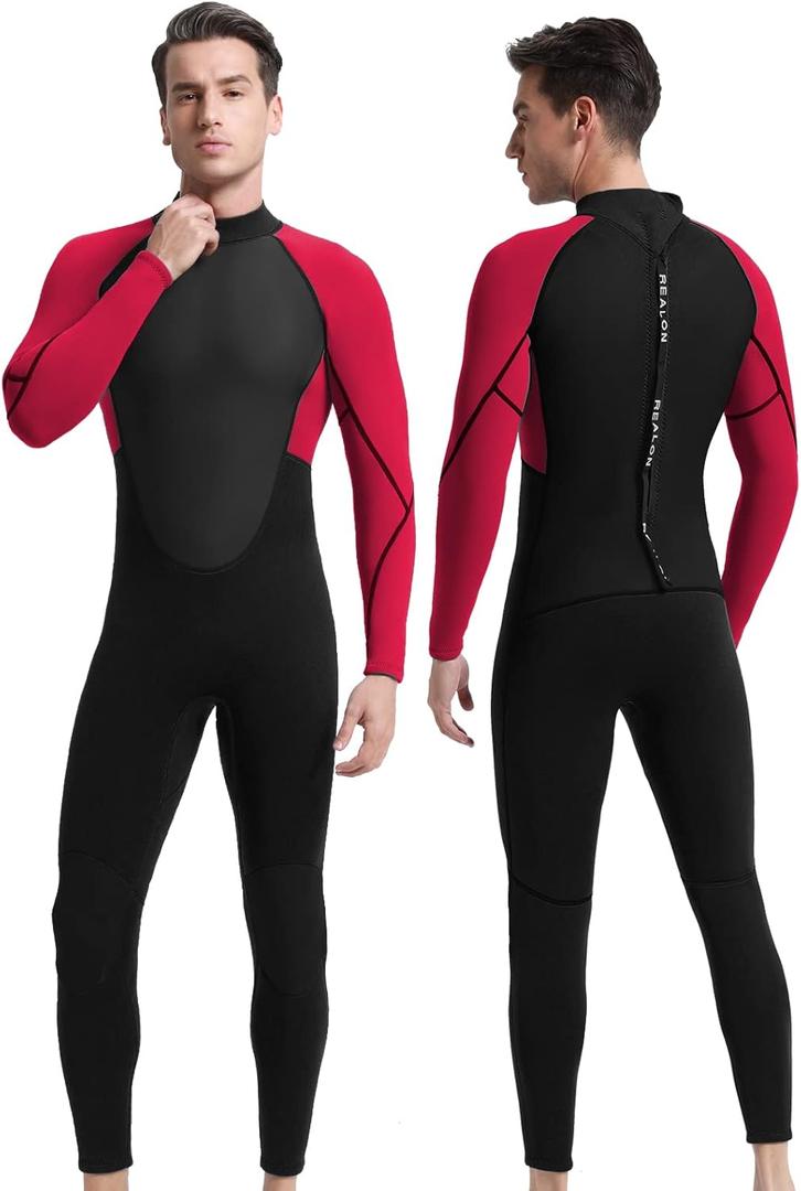 Full Mens Womens Wetsuit 3mm Neoprene Diving Scuba Swimming Thermal Wet Suits Front/Back Zipper Cold Water Warm Swimsuit, Size: L