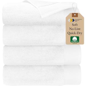 California Design Den Soft & Fluffy 100% Cotton Bath Towels - Pack of 4, Quick Dry & Highly Absorbent, Hotel Quality Bath Towel Set, Like a Spa Retreat Everyday, White - 27" x 54" (Bath Towel Set of 4)