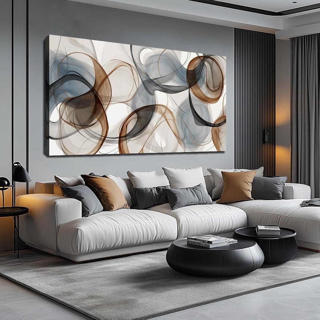 AOZEMI Abstract Art Wall Decor Light Blue Wall Art Brown Canvas Art Print Modern Large Artwork for Bedroom Bathroom Living Room Office 29"x 59"