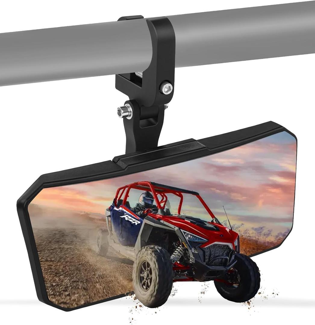 UTV Rearview Mirror, 4.2"x 11" Large UTV SXS Center Rear View Mirror Compatible with Polaris RZR/Can Am X3/Pioneer/Talon/Kawasaki/CFMOTO, Tool Free Adjustable & Heavy Duty Aluminum Clamp