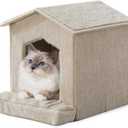 Cat Beds for Indoor Cats,Cat Houses,Cat Cave with Orthopedic Cushion,Foldable Cat Condos,Hideaway,Shelter,Beige Cat Tent for Small Dogs and Rabbit,Squirrel