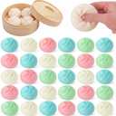 Wettarn 50 Pcs Dumpling Stress Balls Bulk 2.4 Inch Dumpling Fidget Toy Dough Stress Relief Bun Squeeze Toy with Storage Bag for Birthday Party Favors School Carnival Reward Gift (Pastel Color)